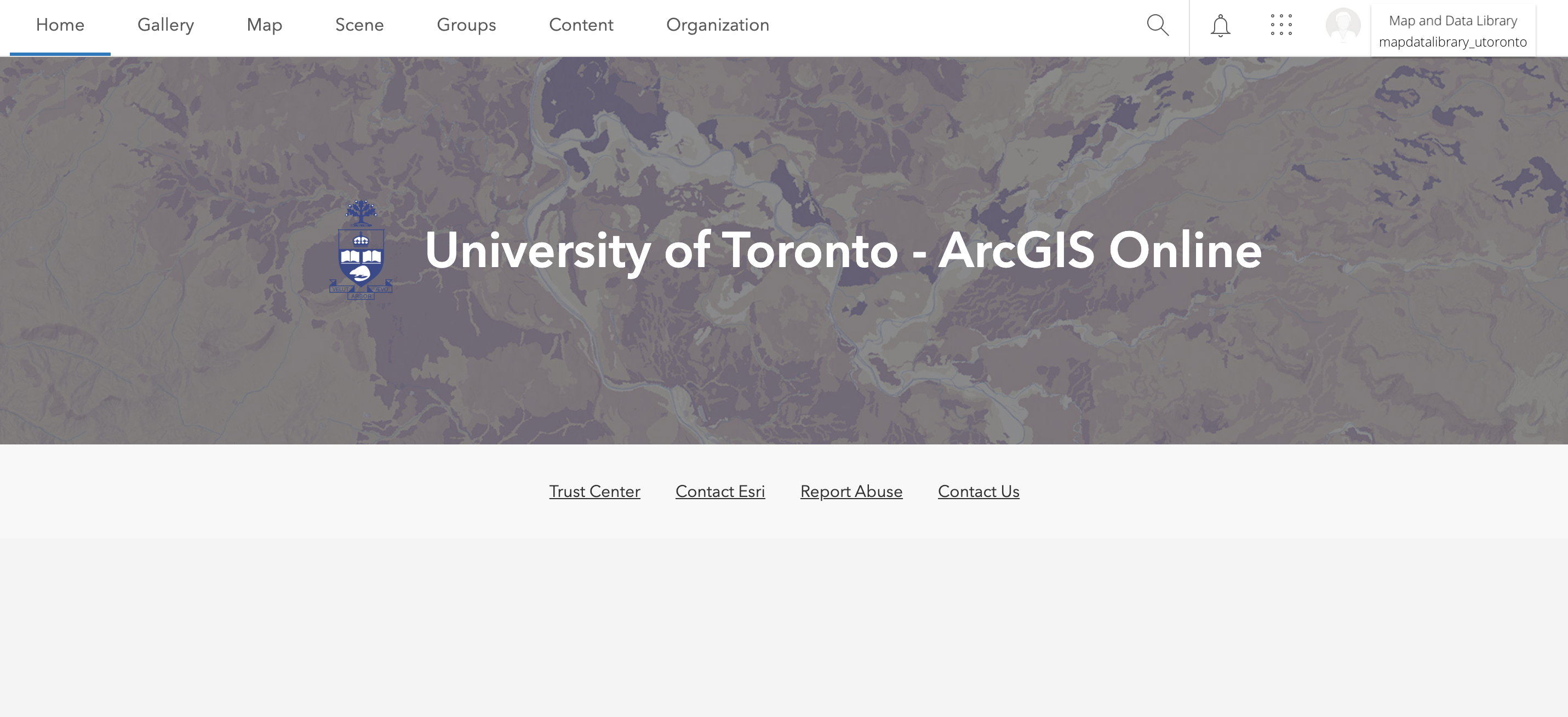 ESRI ArcGIS Online University of Toronto homepage