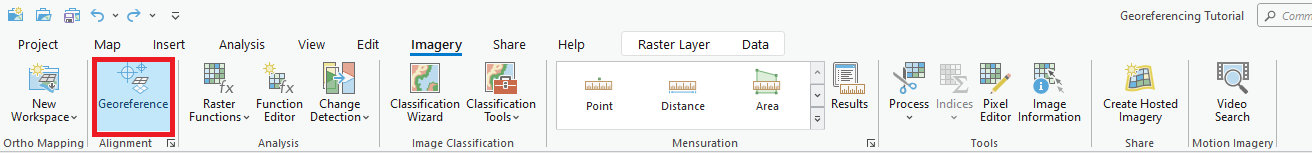 georeferencing tool location in the toolbar