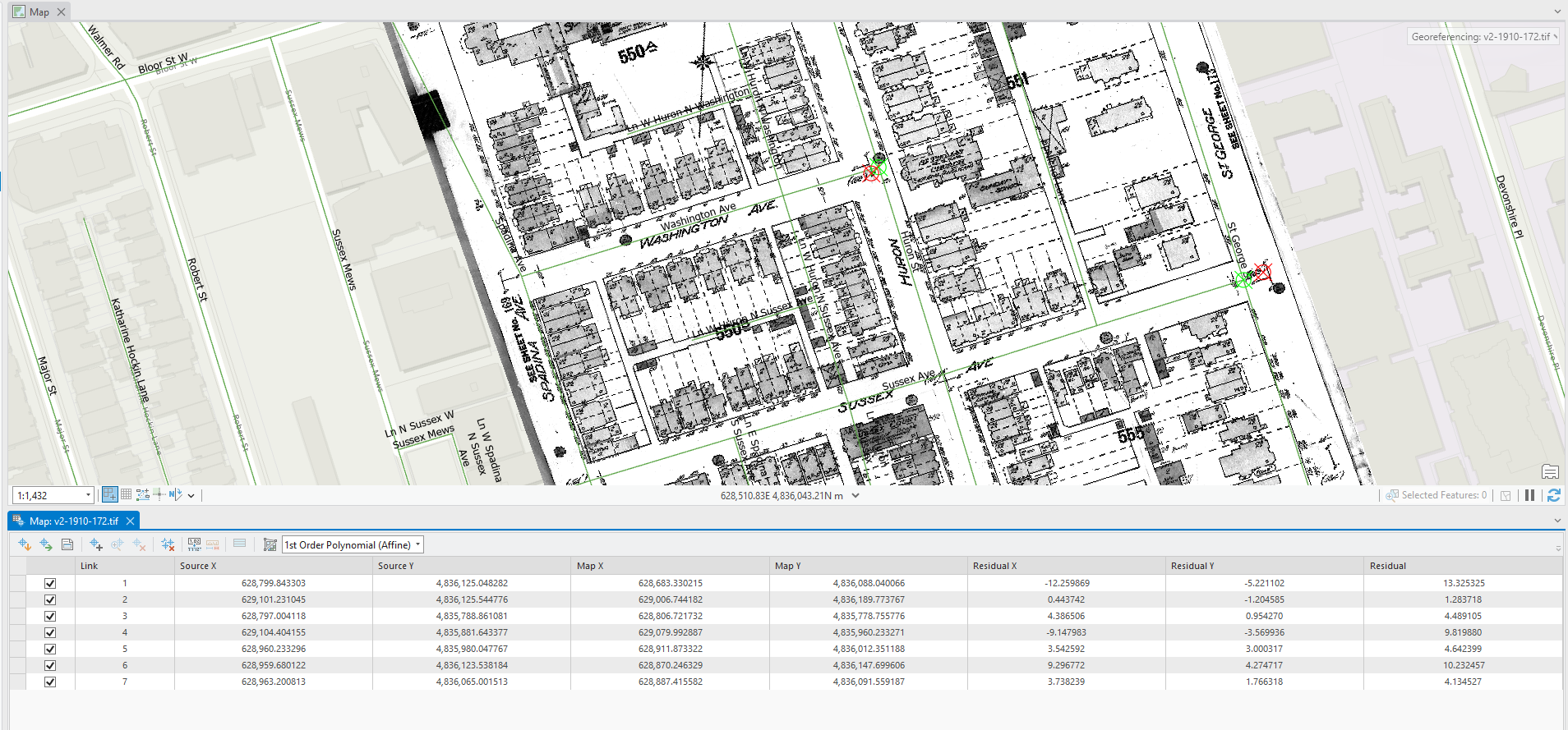 opened control points table 