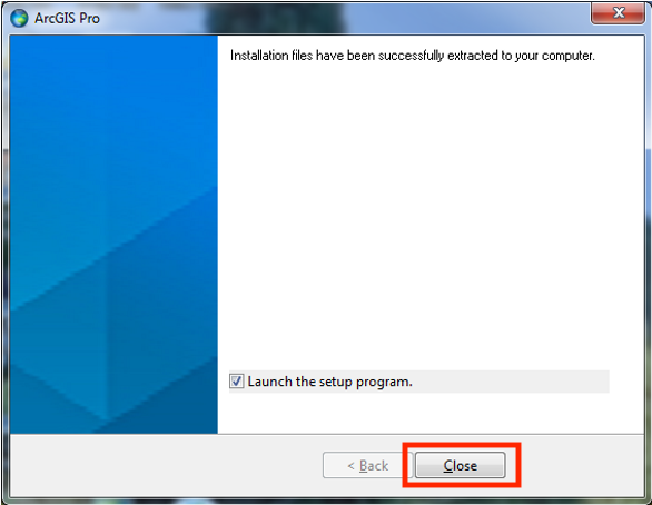 Popup notifying user that the files have been extracted