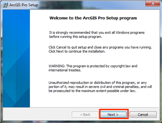 Popup displaying beginning of setup, with Next highlighted