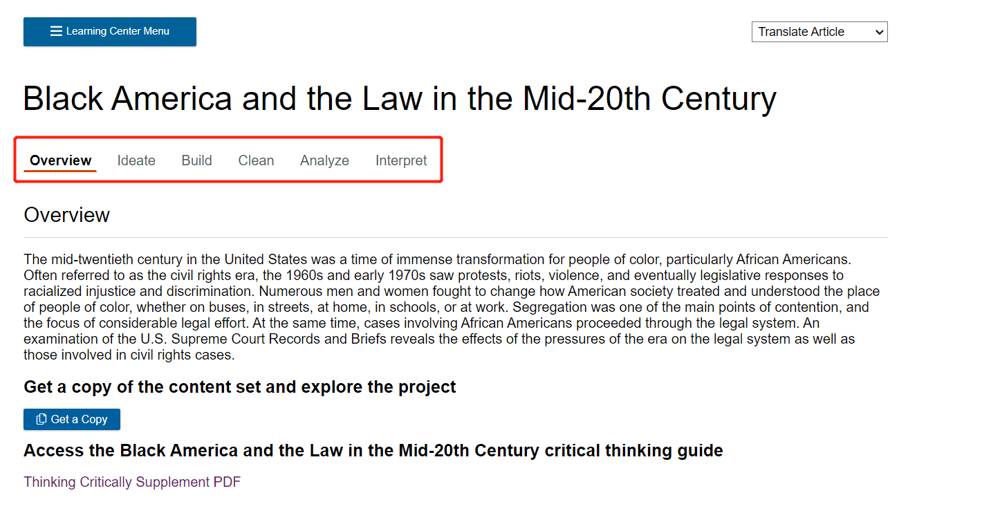 Menu bar for the project