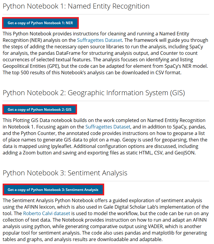 Highlighted download links for the three jupyter notebooks