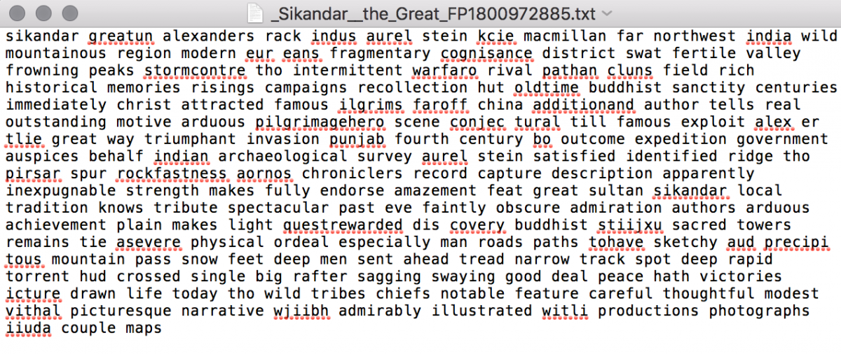 Cleaned text with stop words missing.