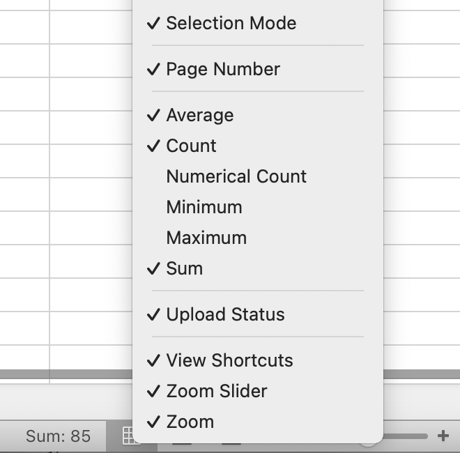 Resulting pop up from two finger clicking the status bar