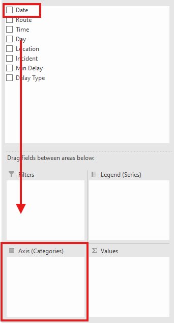 Adding date to the rows of the pivot chart