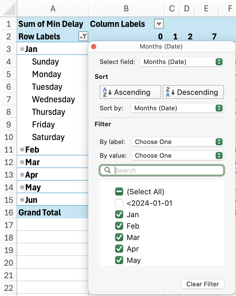 Selecting the filters, removing certain values in the filter