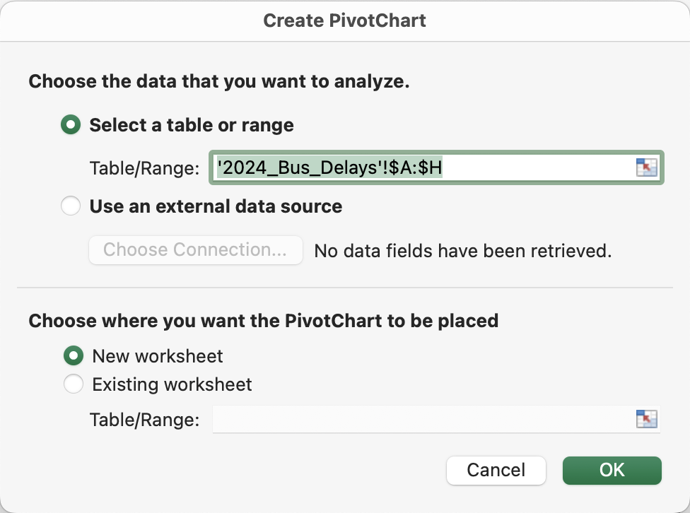 Context menu for pivot tables is shown