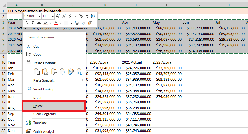 highlight the first selection again and delete