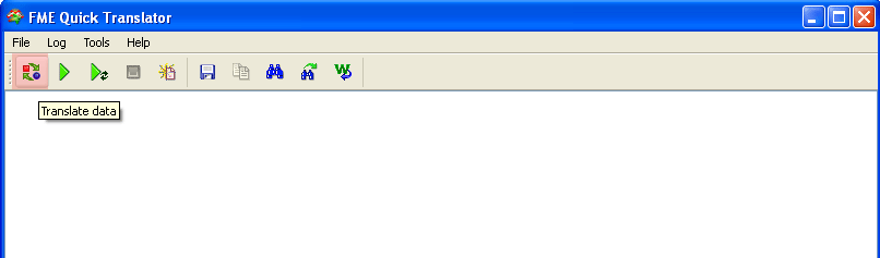 Screenshot of FME Quick Translator toolbar showing button to translate data.