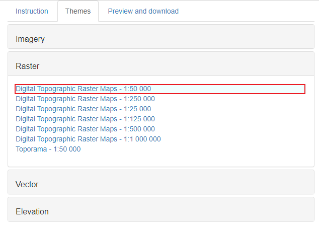 Highlighting Digital Topographic Raster Map 1 to 50 thousand scale