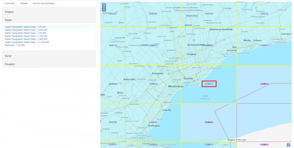 Grid location for downtown Toronto