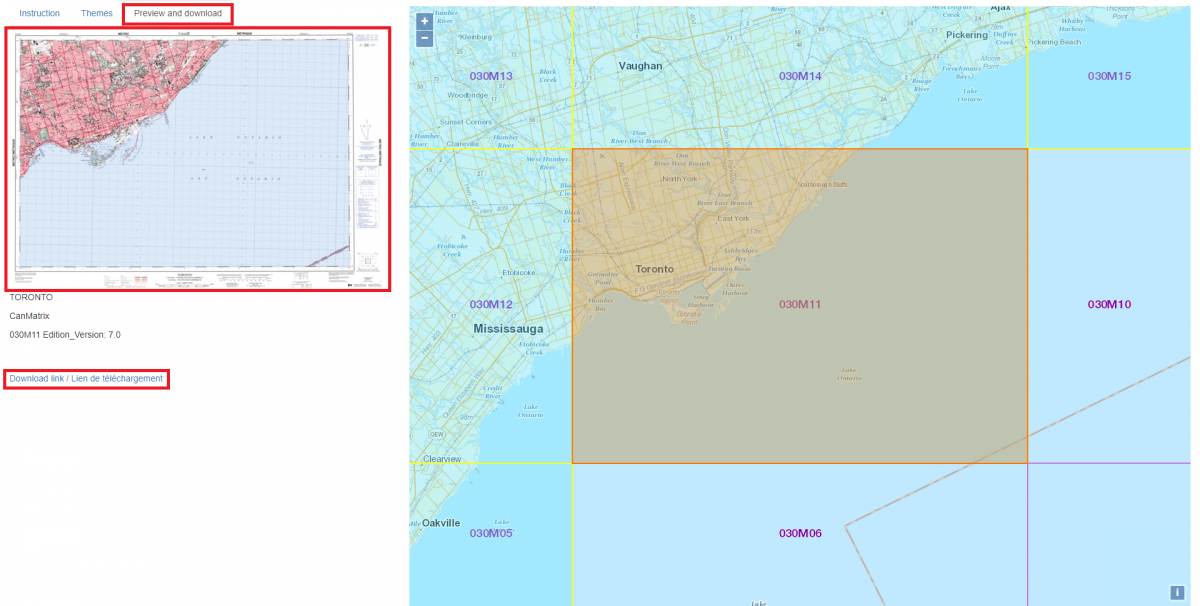Preview and download link location