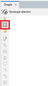 The 'Rectangle Selection' tool located on the left of Graph pane, highlighted.
