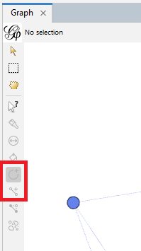 The 'Node' and 'Edge' tools located on the left of Graph pane, highlighted.