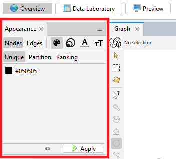 The 'Appearance' pane, located on the right of the 'Graph' pane, is highlighted.