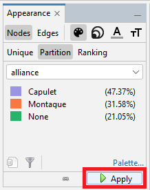 In the Appearance panel, the Apply button highlighted. 