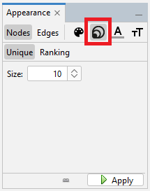 The 'Size' button at the top of 'Appearance' pane, highlighted.