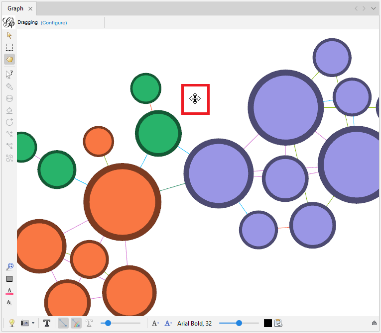 The 'dragging' tool being used within the Graph pane.
