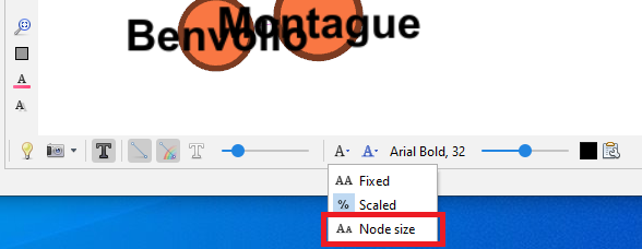 The Node size option in the Size Mode drop down menu located on the bottom of the Graph pane, highlighted.