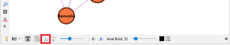 The 'Edges have source node color' tool located at the bottom of Graph pane, highlighted.