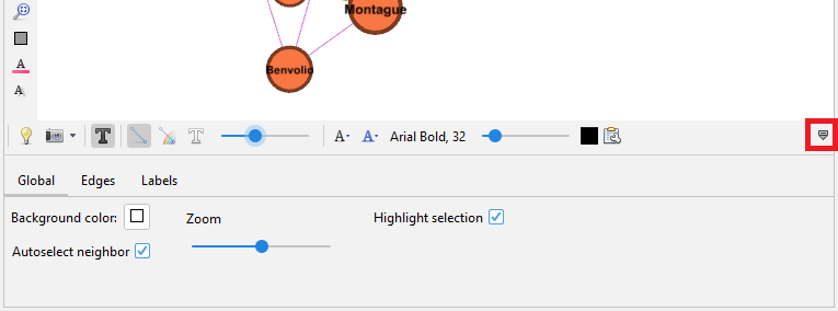 The dropdown arrow at the bottom of the Graph pane is highlighted with the resulting menu.