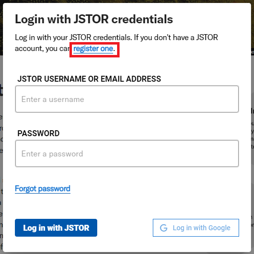 Login Window with the register link highlighted.