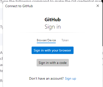 Git credential manager GitHub login