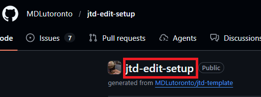 Annotation of where to find the repository name in GitHub