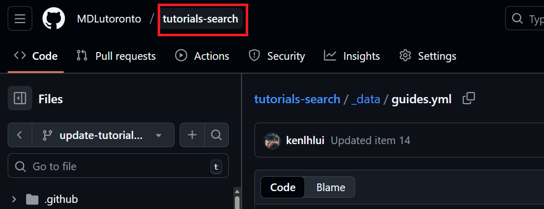 After commit changes and back to repo main page
