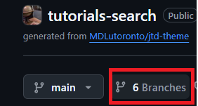 Branches list button on GitHub