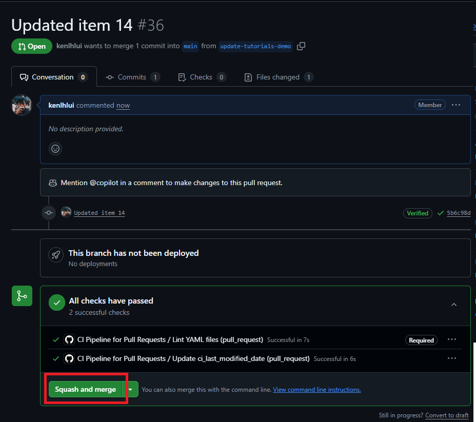 Squash and Merge button