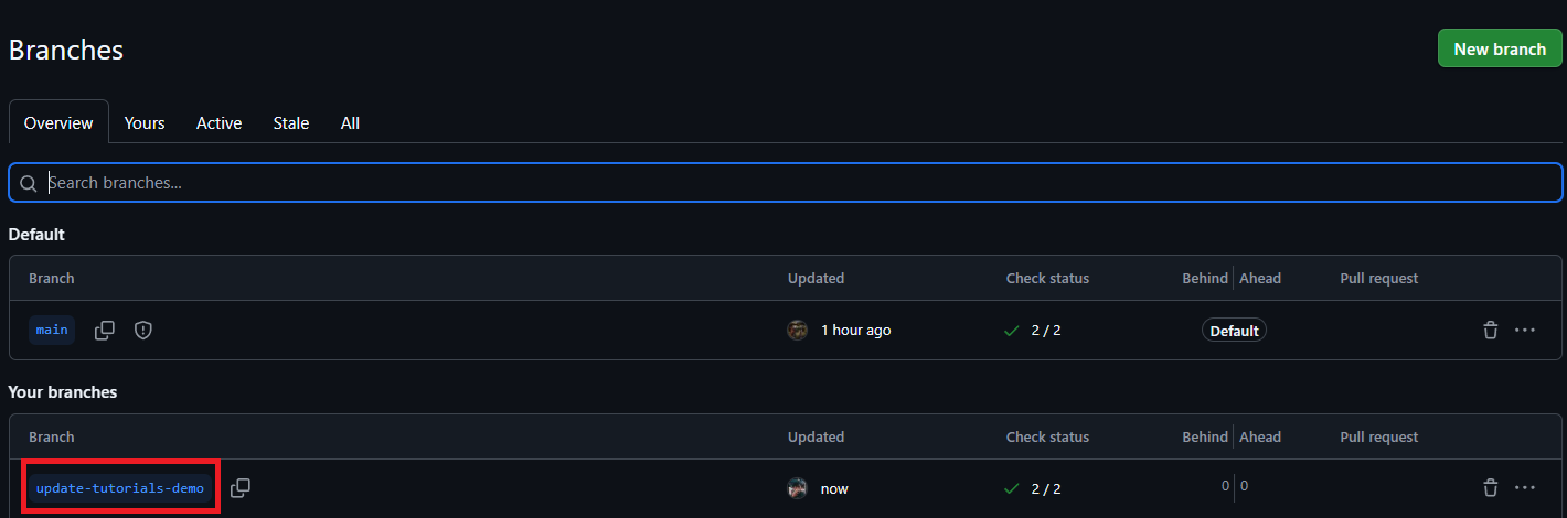 Switch to new branch on GitHub