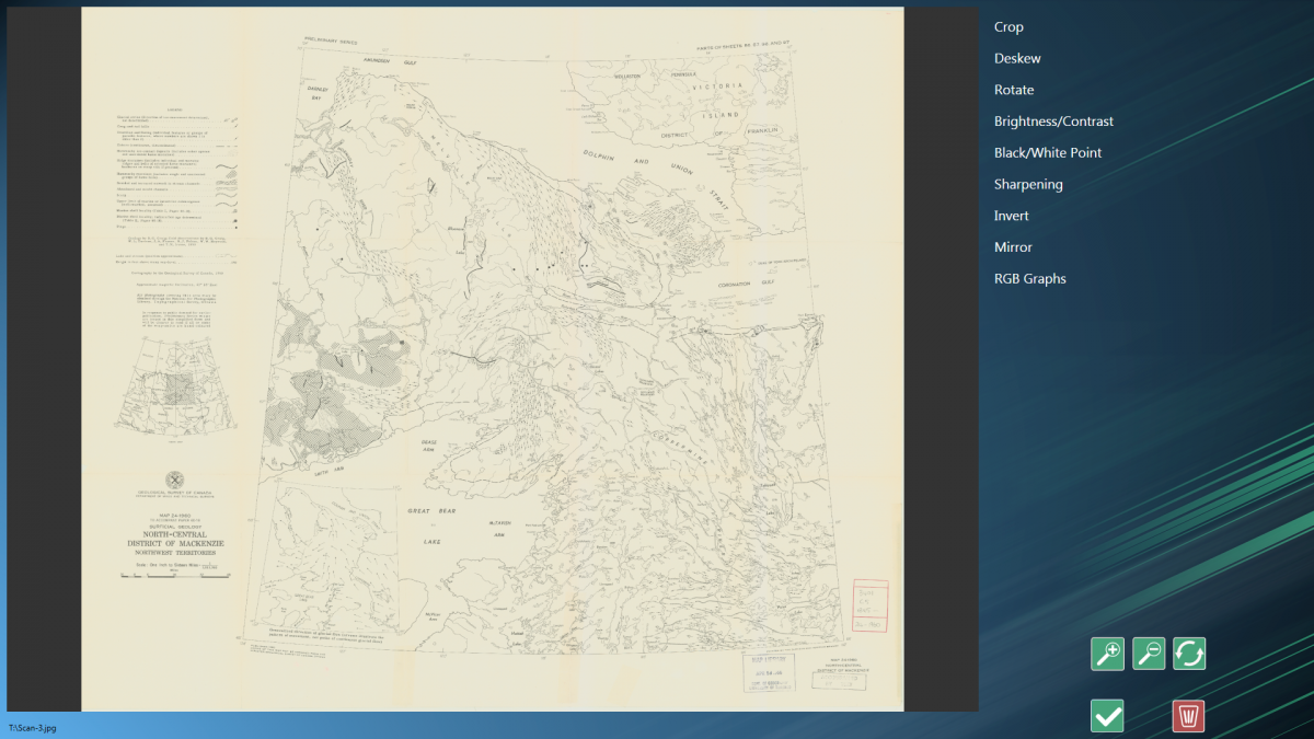 Smartworks Touch editing screen after scanning a map.