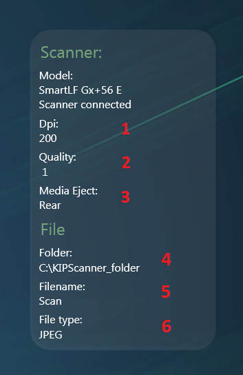 Scan settings bar on Smartworks Touch settings screen.