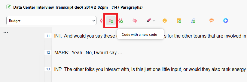 Code with a new code highlighted