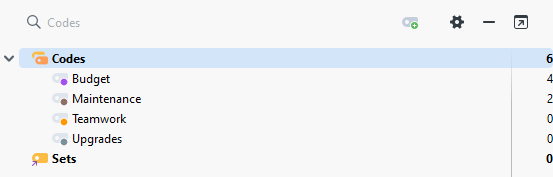 Codes ordered alphabetically