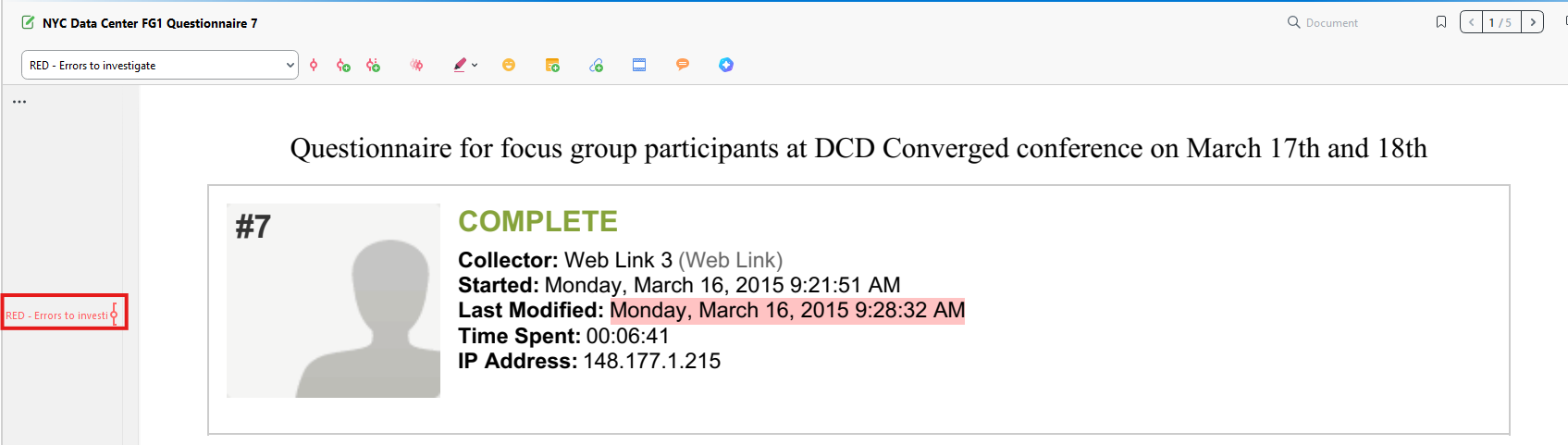 Text highlighted in RED - Errors to investigate code