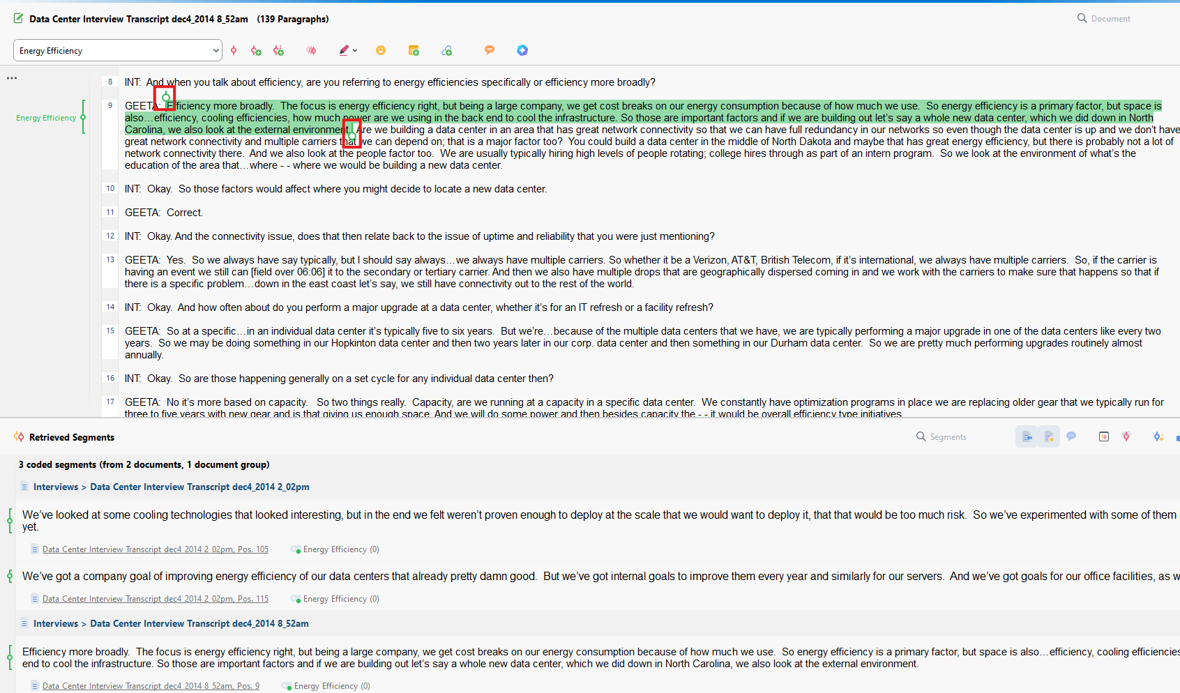 Handles to adjust highlighted text