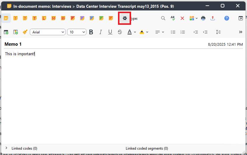 Gear icon next to Type highlighted