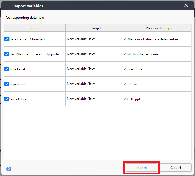 Import highlighted