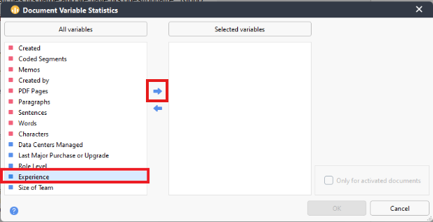 Experience and right arrow highlighted
