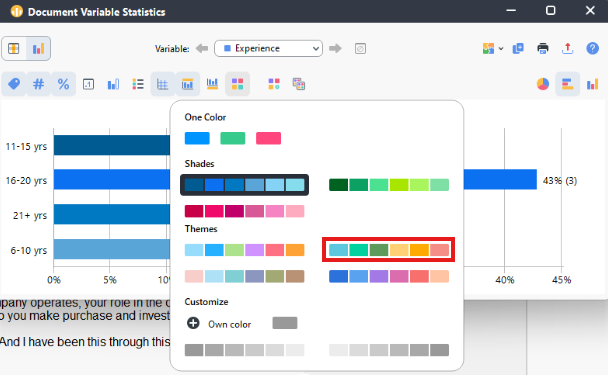 Colour theme highlighted