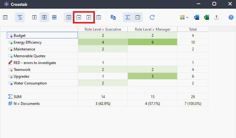 Row and column options highlighted