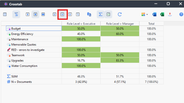 Row highlighted