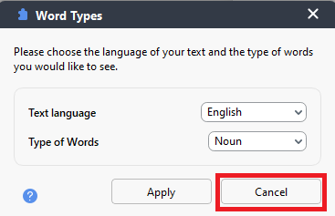 Cancel highlighted