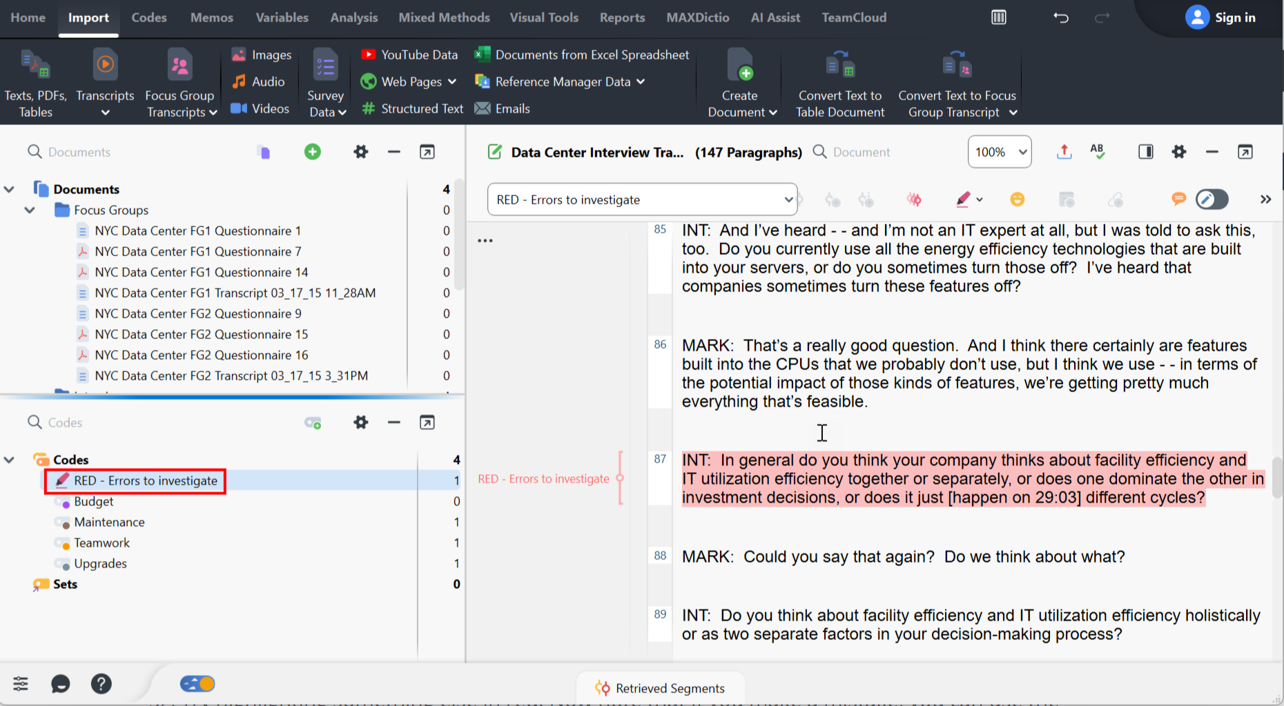 Text had now been coded to RED - Errors to investigate