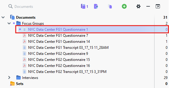 Example of activated document highlighted