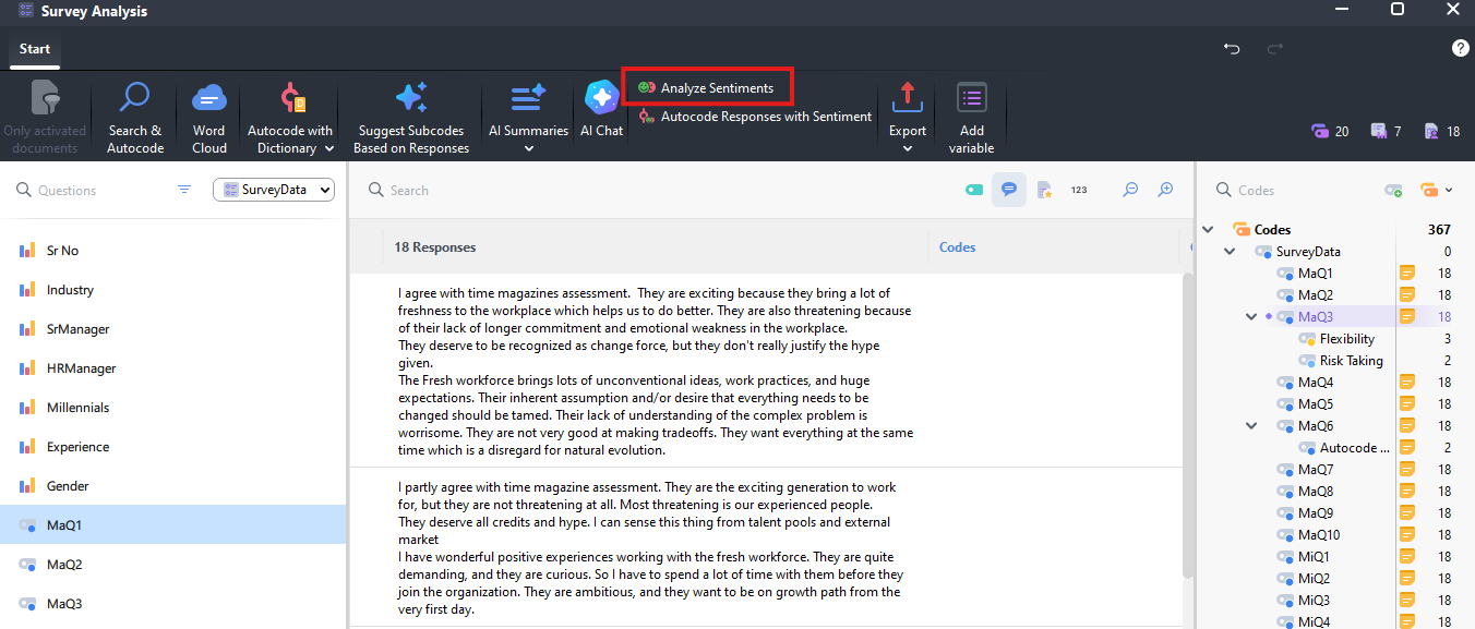 Analyze Sentiments highlighted
