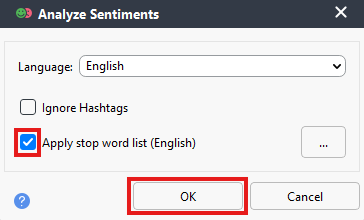 Apply stop word list (English) and OK highlighted